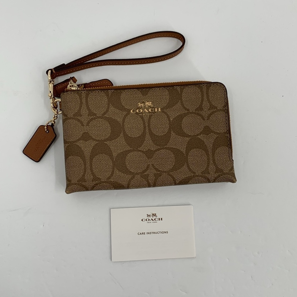 Coach Brown Signature Wristlet